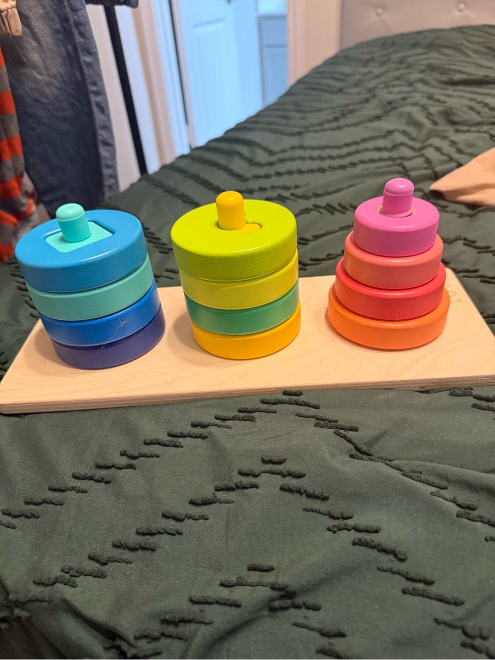 LOVEVERY Wooden Stacking Toy Shape & Color Learning Montessori